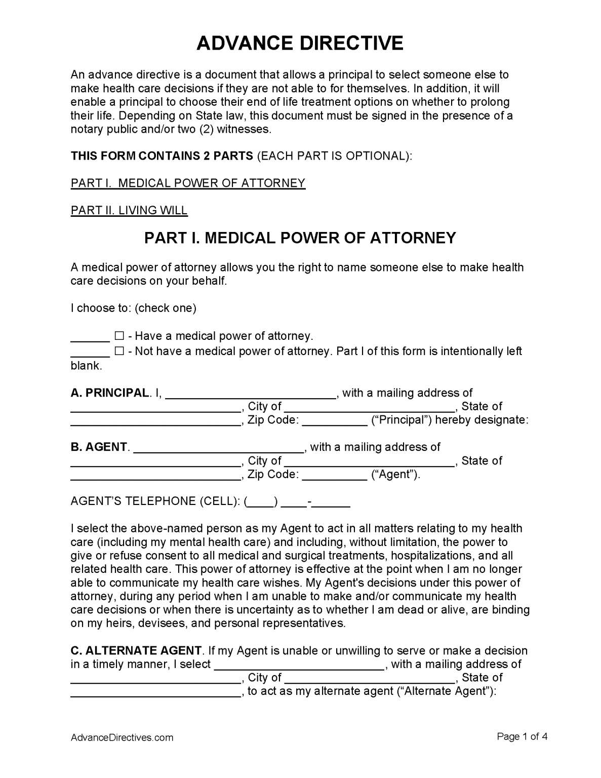 Free Advance Directive Forms | PDF | WORD | ODT