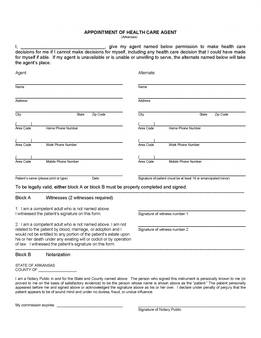 Arkansas Advance Directive Form (Medical POA + Living Will) Advance Directives
