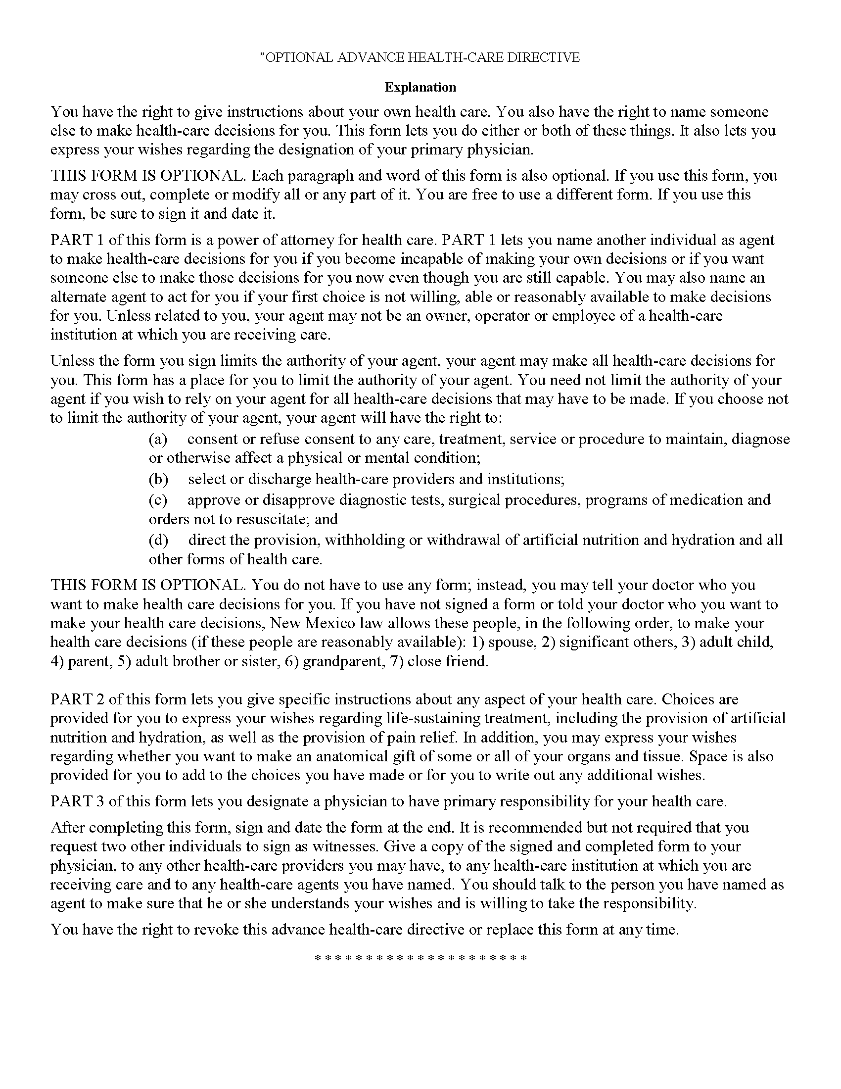 free-new-mexico-advance-directive-form-medical-poa-living-will-pdf for Free Printable Medical Power Of Attorney Form New Mexico Free New Mexico Advance Directive Form (Medical POA + Living Will) | PDF for Free Printable Medical Power Of Attorney Form New Mexico