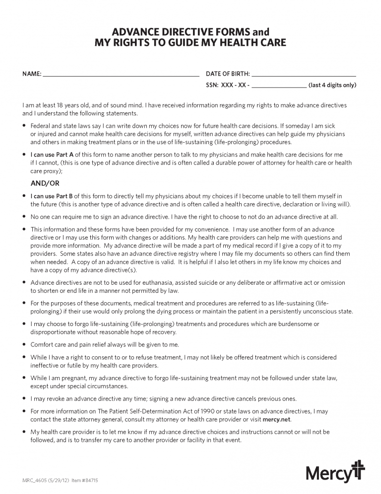 Free Oklahoma Advance Directive Form (Medical POA + Living Will) PDF
