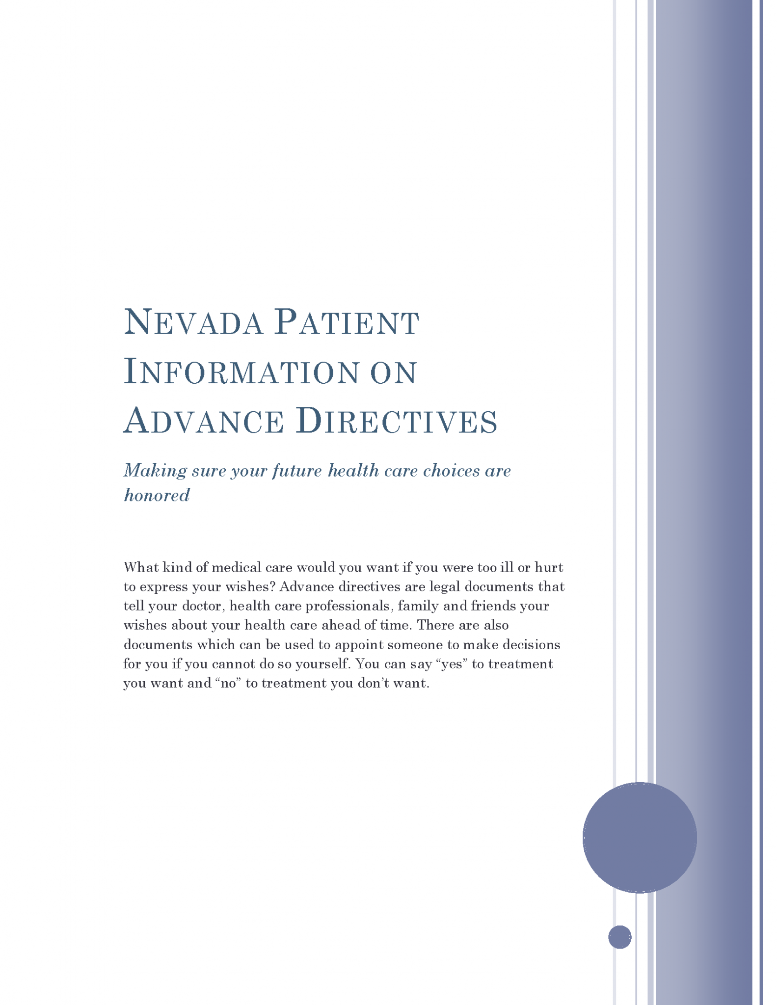 Free Nevada Advance Directive Form (Medical POA + Living Will) | PDF