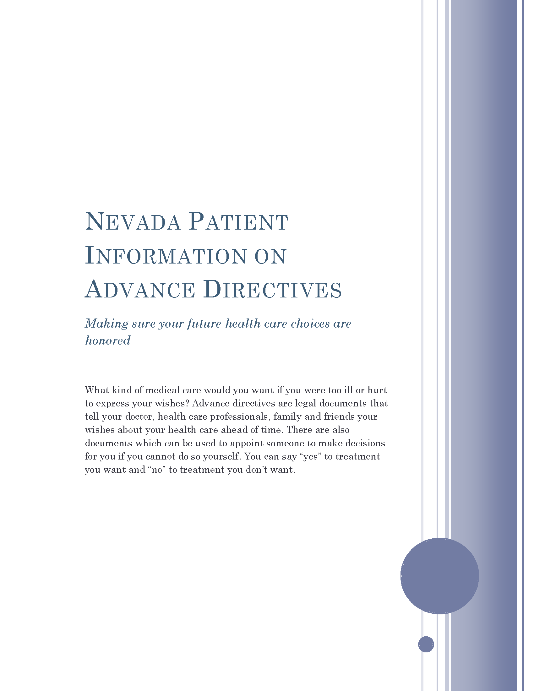 Free Nevada Advance Directive Form (Medical POA + Living Will) PDF