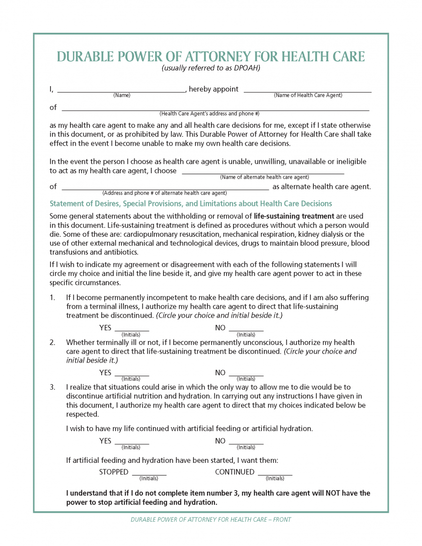 Free New Hampshire Advance Directive Form (Medical POA + Living Will) | PDF