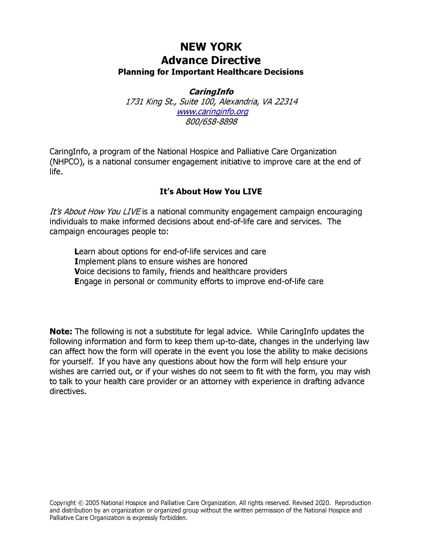 Free new york advance directive form medical poa living will pdf