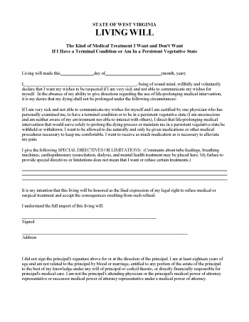 Free West Virginia Advance Directive Form (Medical POA + Living Will) | PDF