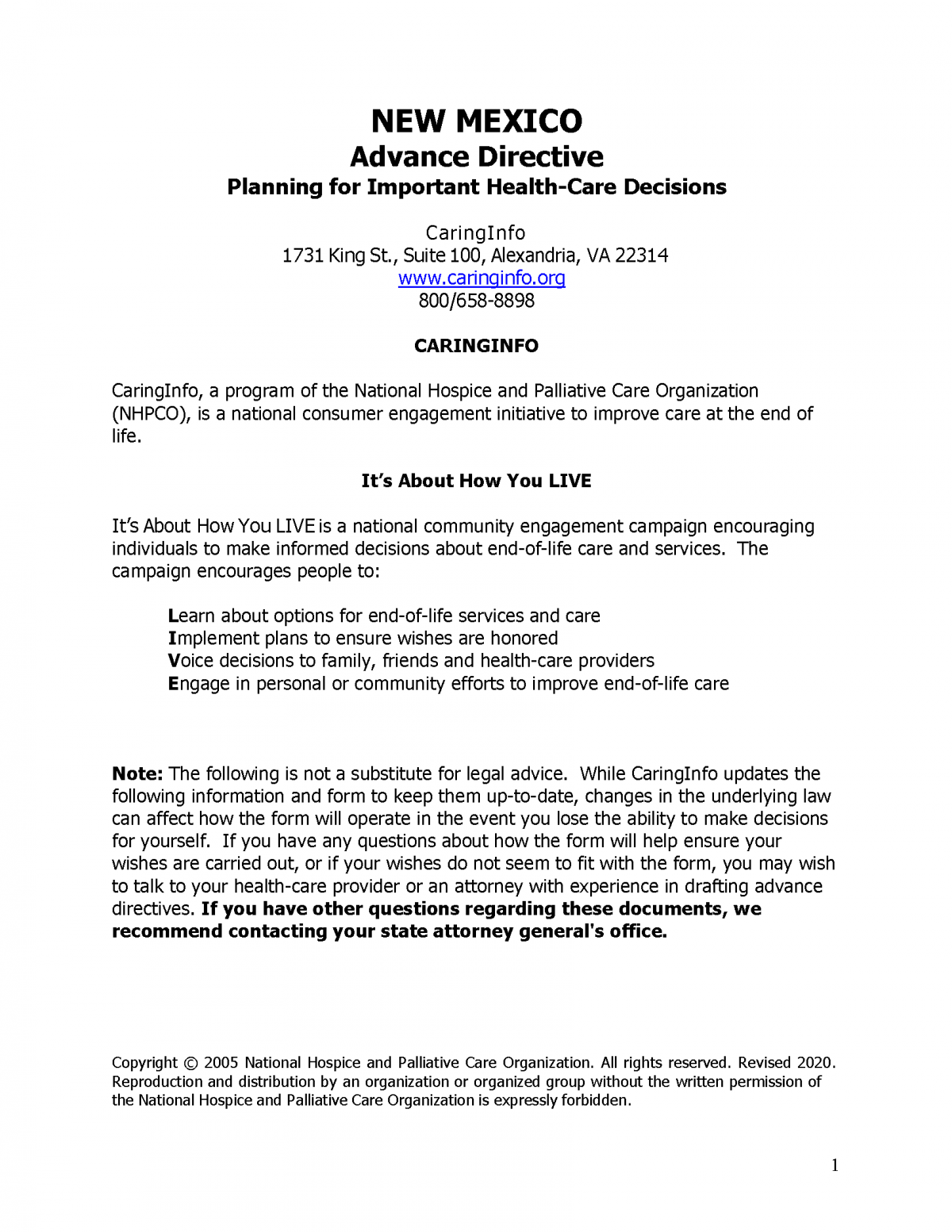 Free New Mexico Advance Directive Form (Medical POA Free New Mexico Advance Directive Form (Medical POA