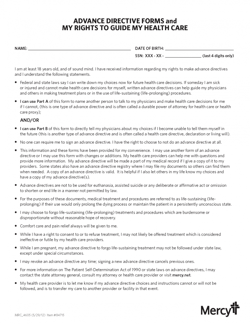Free Ohio Advance Directive Form (Medical POA + Living Will) PDF