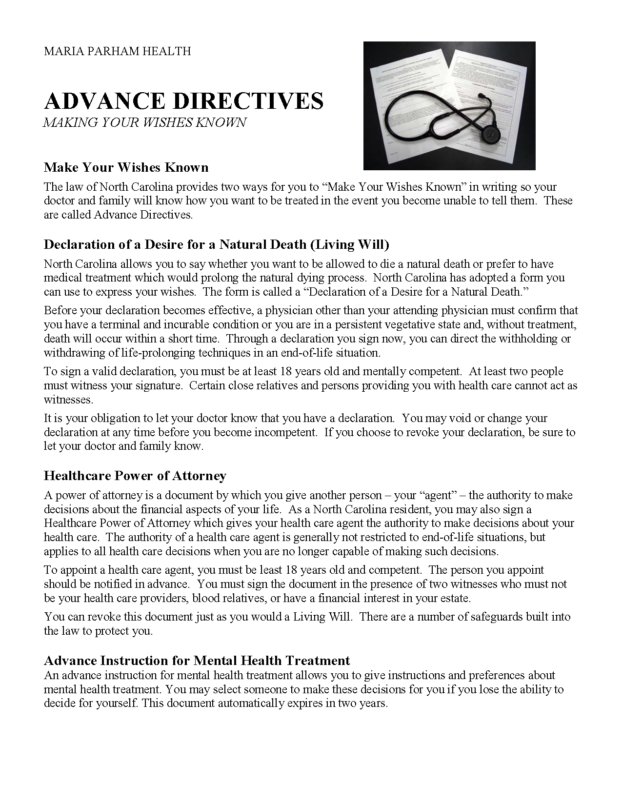Free South Carolina Advance Directive Form (Medical POA + Living Will