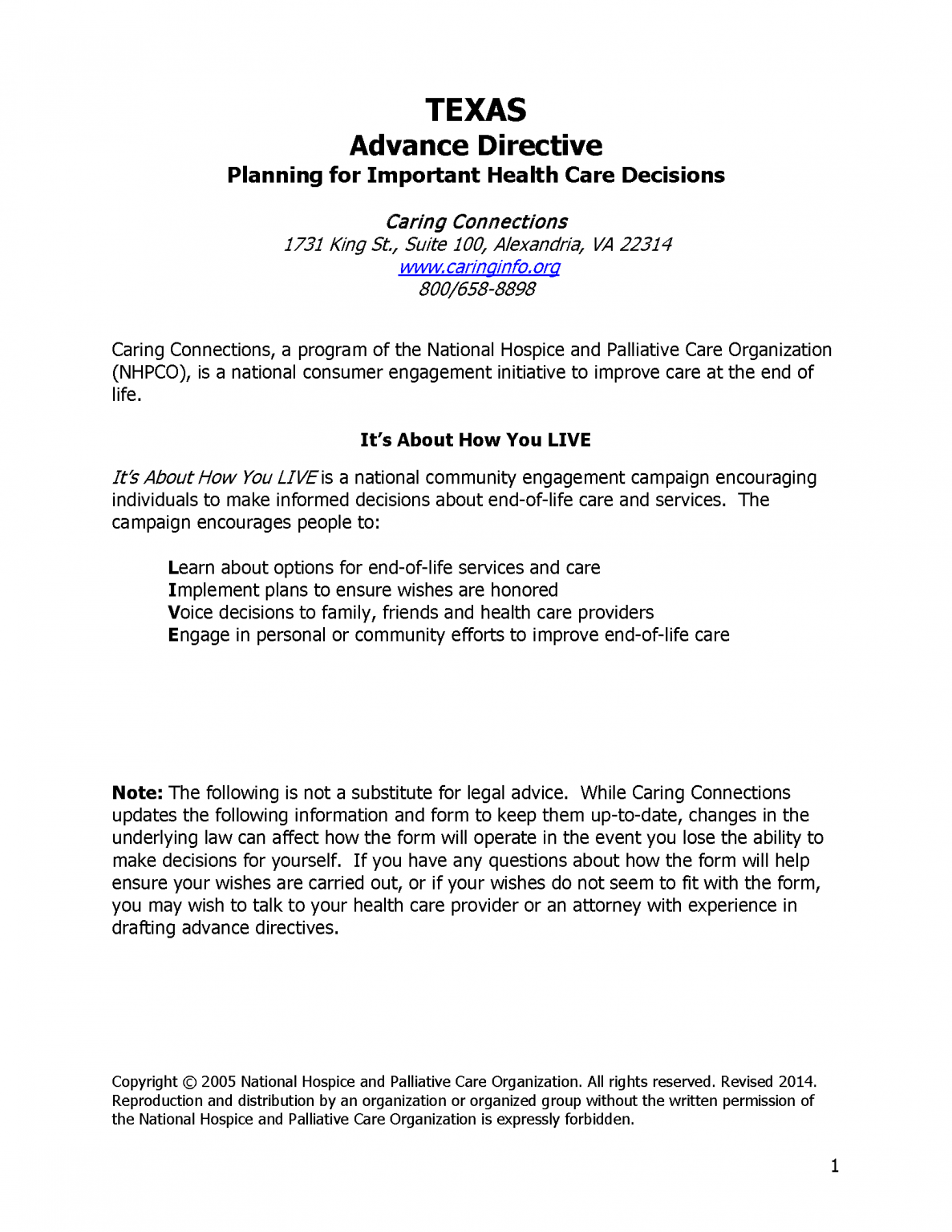 Free texas advance directive form medical poa living will pdf