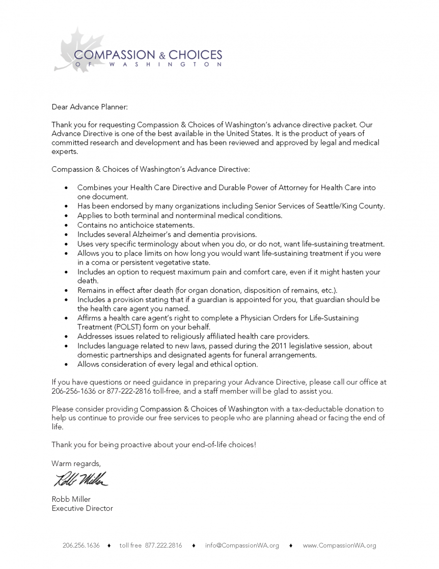 Free Washington Advance Directive Form (Medical POA + Living Will) | PDF
